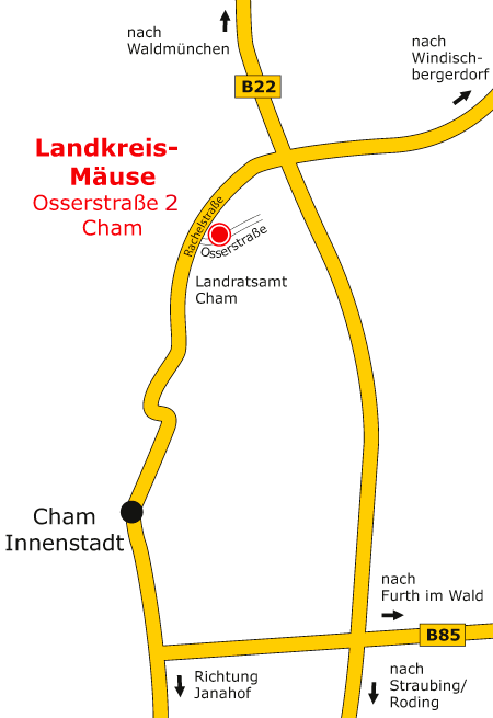 Anfahrtsskizze - Landkreismäuse in Cham - Kinderbetreuung - Großtagespflegestelle